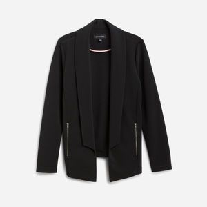 Black blazer with silver zipper accented pockets